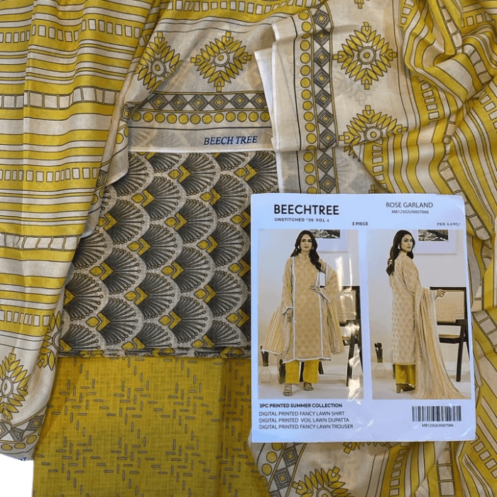 Beechtree 3PC Fancy Lawn Digital Printed Lawn Shirt And Trouser And Voil Lawn Dupata