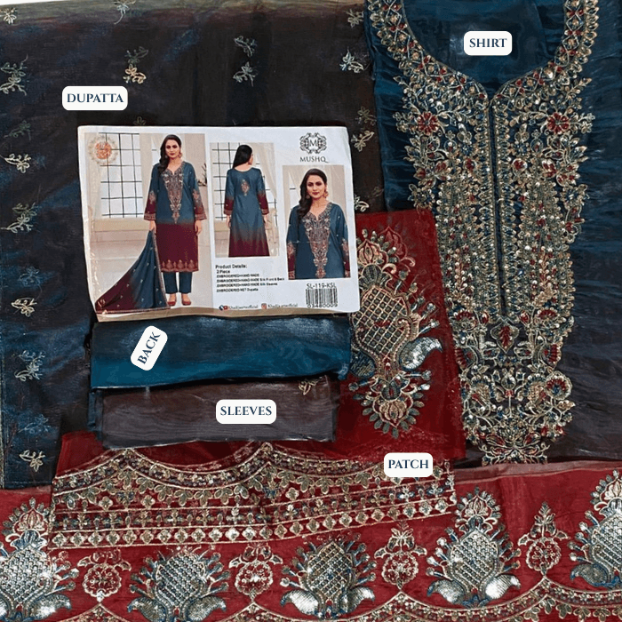 Mushq 2p Hm Silk Fbs Net Dupatta Sl119 (kal)